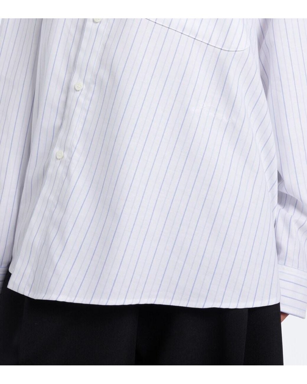 Jacquemus White Cuadro Asymmetric Striped Cotton Shirt