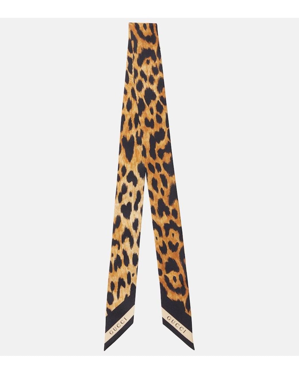 Gucci Metallic Leopard-Print Silk Twill Scarf