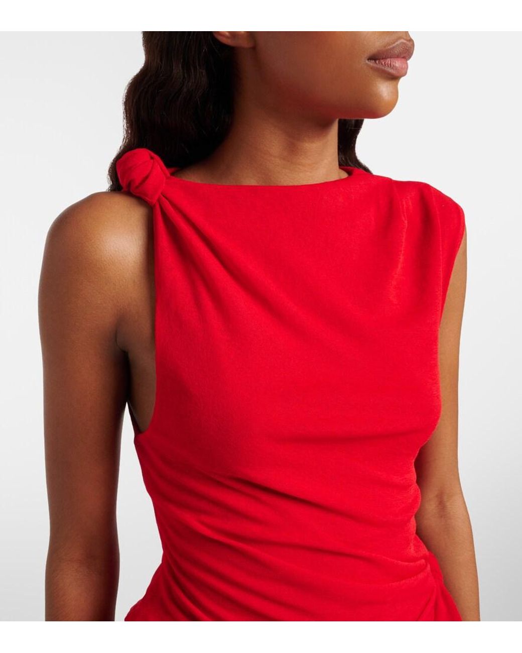 Ganni Asymmetric Top in Red | Lyst