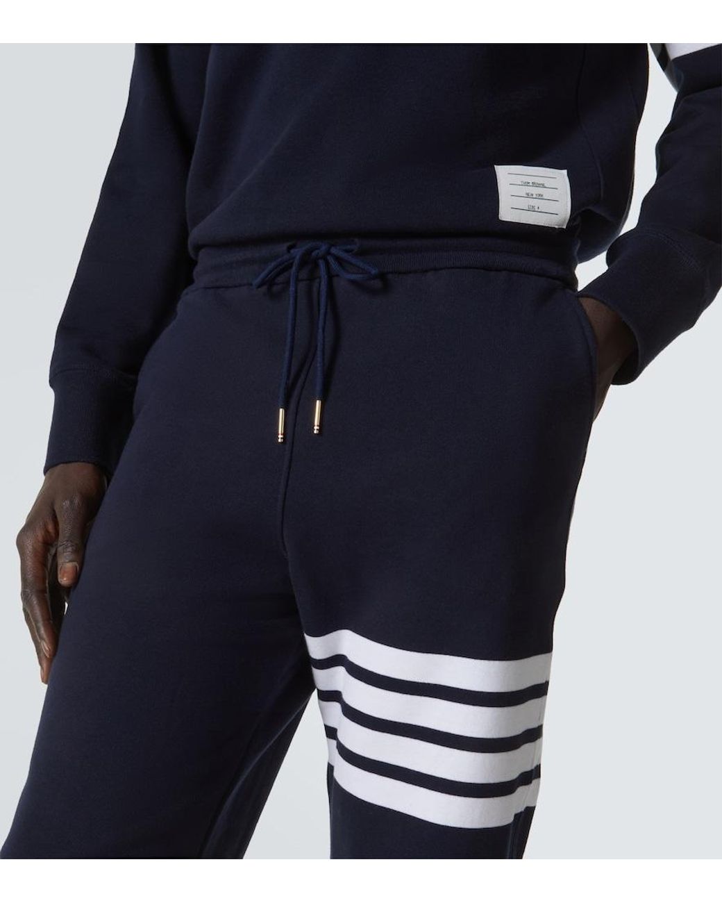 Thom Browne Blue 4-Bar Cotton Sweatpants for men