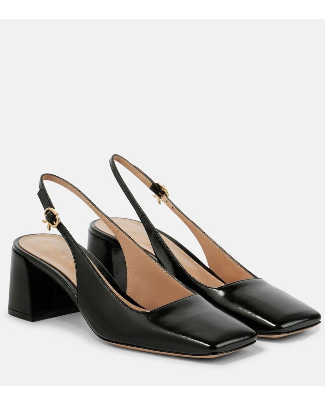 Gianvito Rossi Black Freeda Leather Slingback Pumps