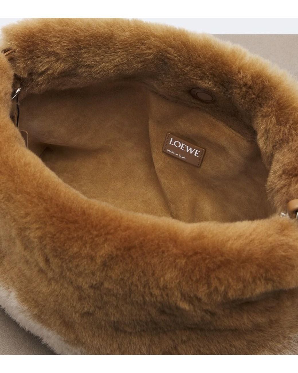 Loewe Brown Flamenco Medium Shearling Pouch