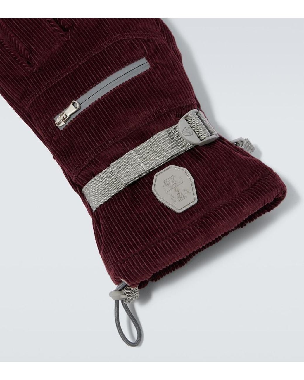 Brunello Cucinelli Purple Leather-Trimmed Cotton Corduroy Ski Gloves for men