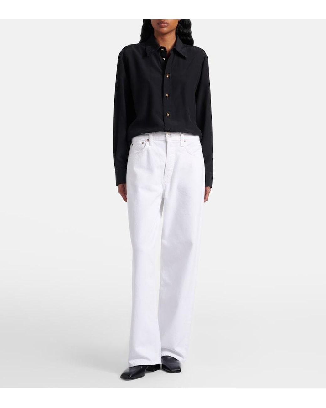 Agolde White Low Slung Baggy Wide-Leg Jeans