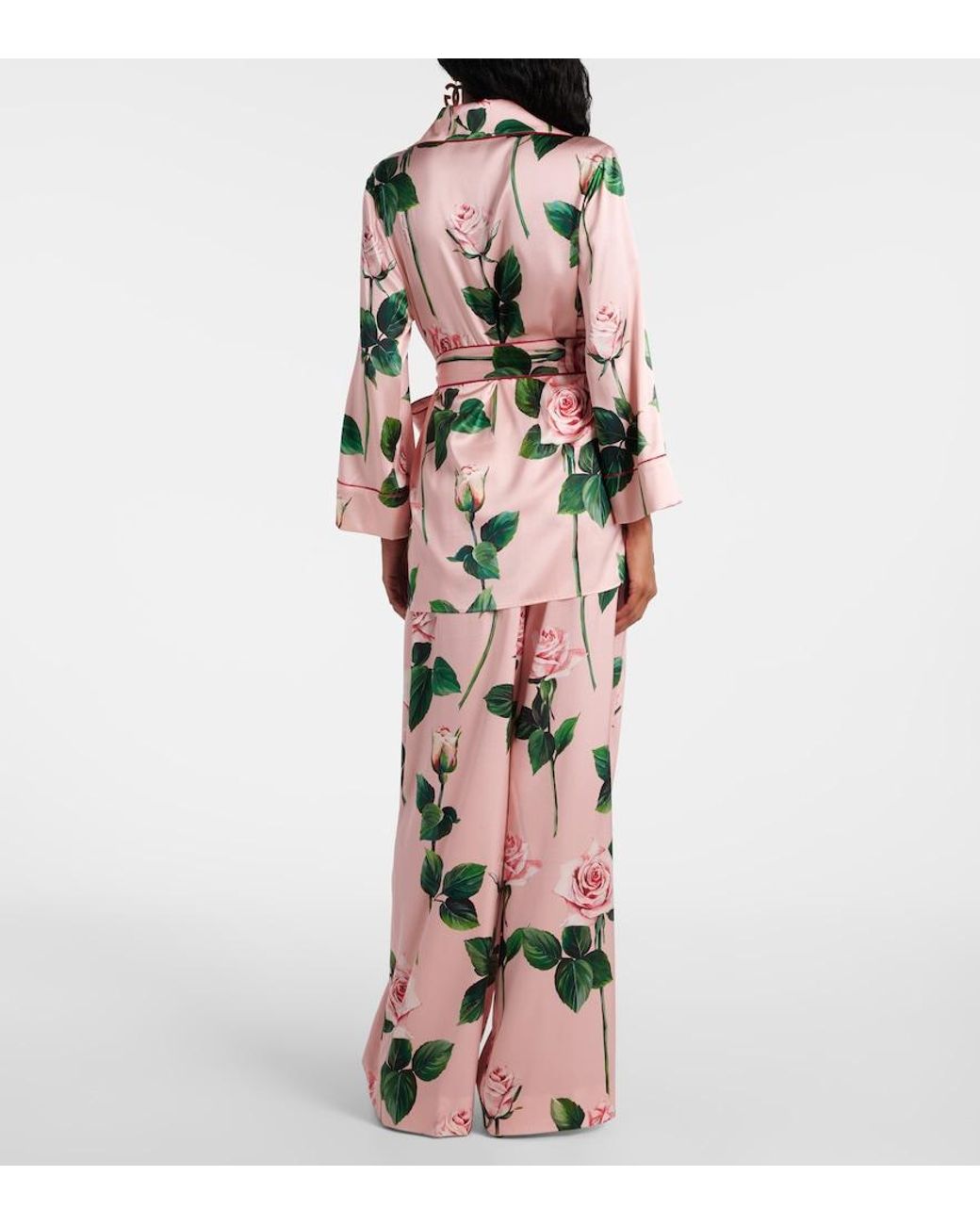 Dolce & Gabbana Pink Printed Silk Blouse Top