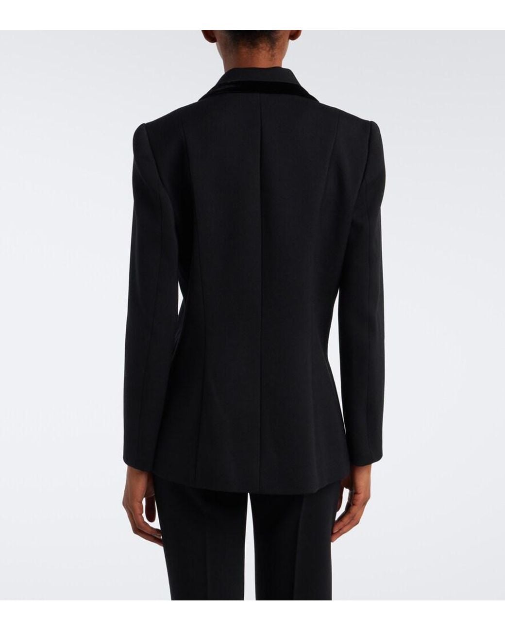 The Row Black Celinde Velvet-Trimmed Wool Blazer