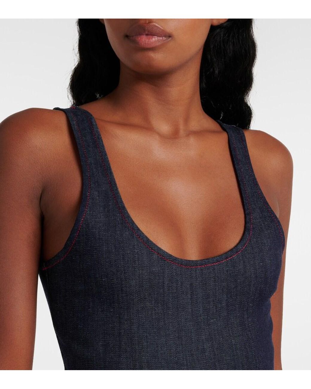 Alaïa Blue Denim Bodysuit