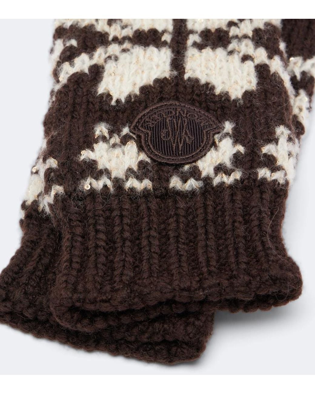 Moncler Black Fair Isle Sequined Wool-Blend Gloves