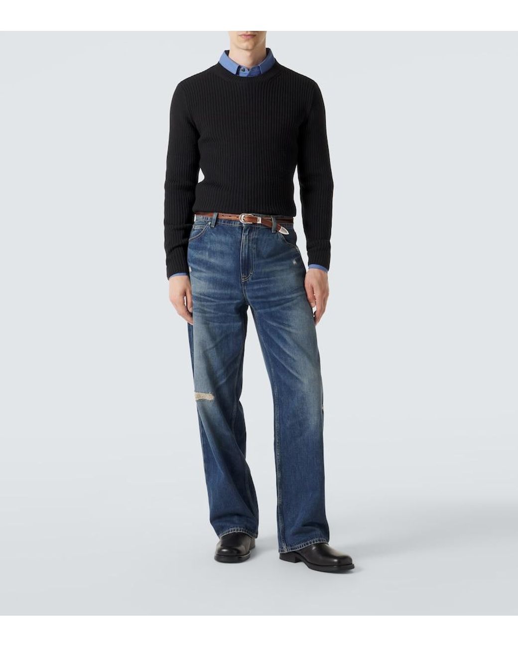 Our Legacy Black Compact Ribbed-Knit Wool Sweater for men