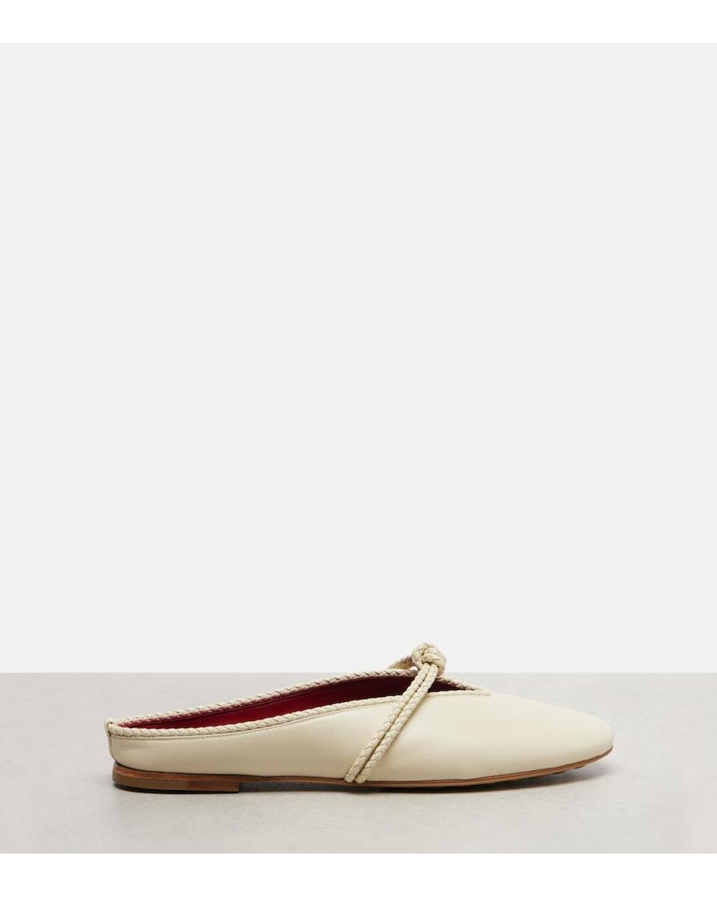Bottega Veneta White Rosa Intrecciato Leather Mules