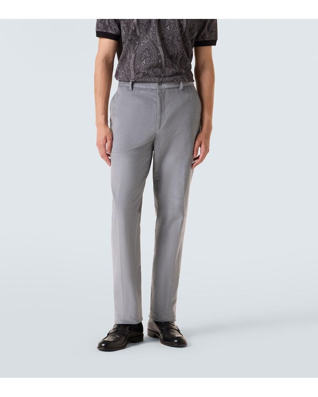Etro Gray Cotton Straight Pants for men