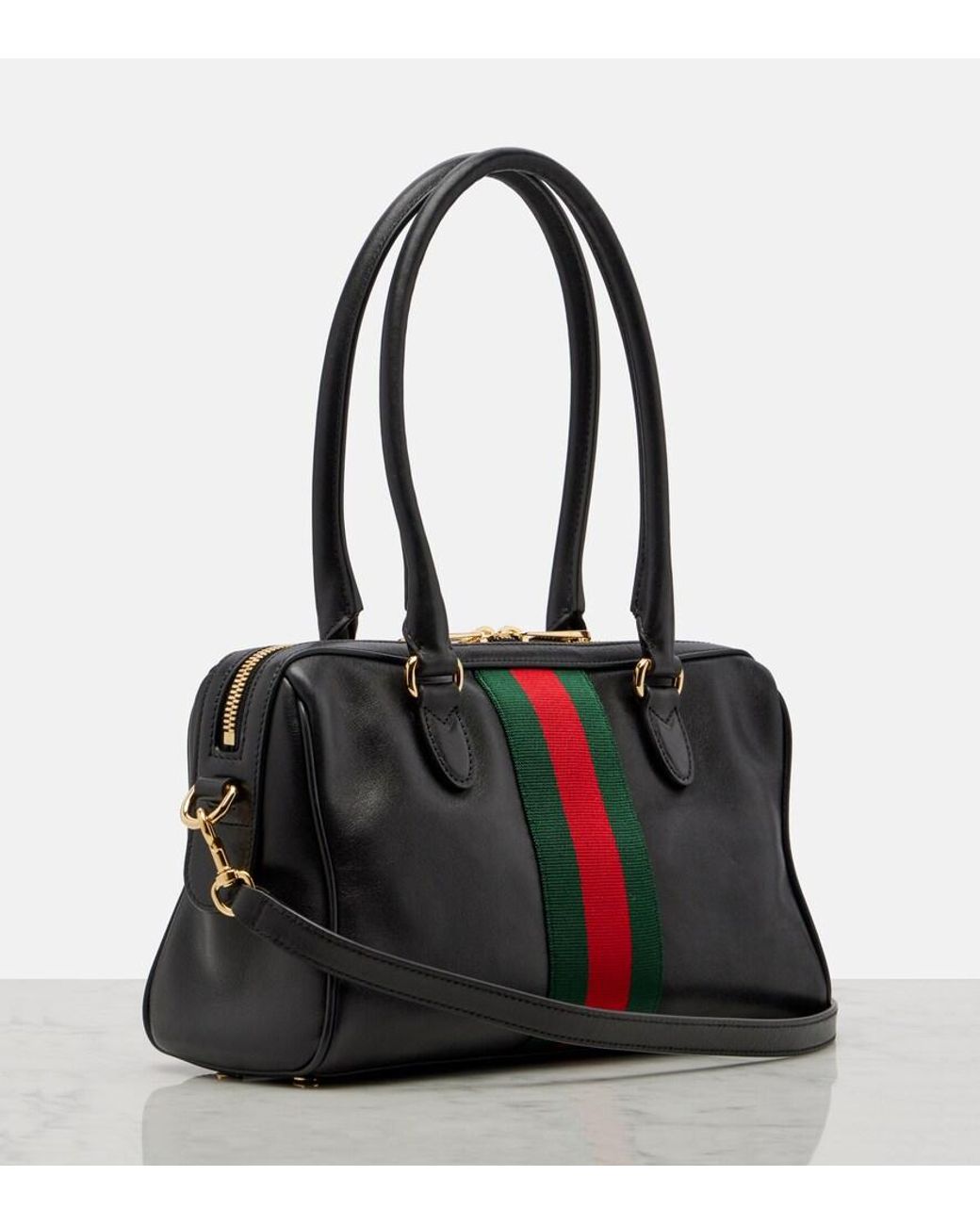 Gucci Black Borsetto Medium Leather Shoulder Bag