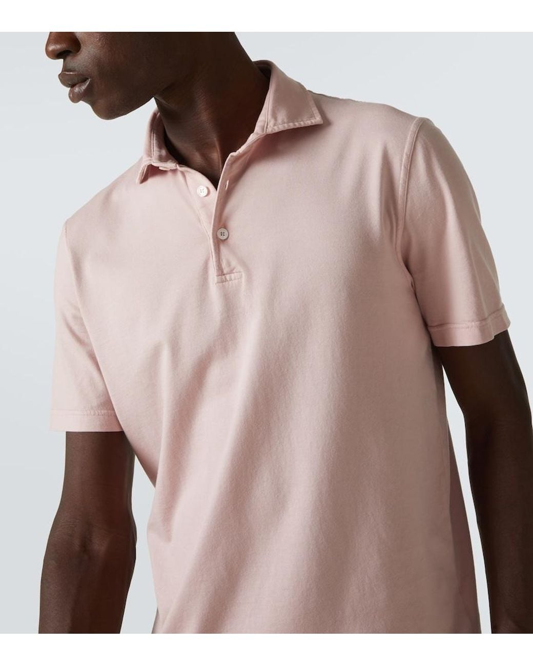Fedeli Pink Zero Cotton Jersey Polo Shirt for men