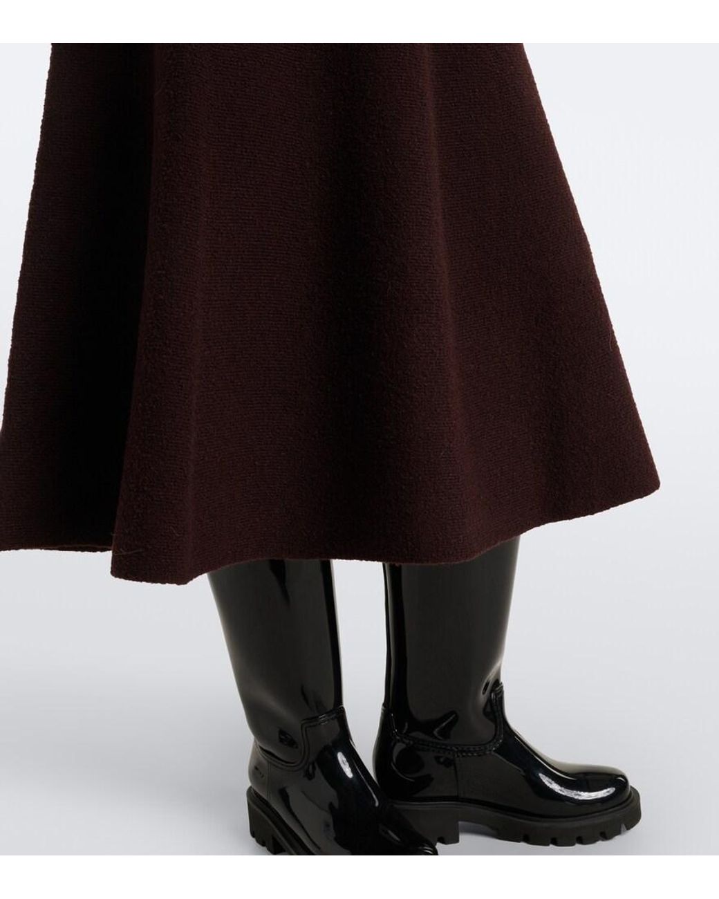 Moncler Purple Knitted Wool-Blend Midi Skirt