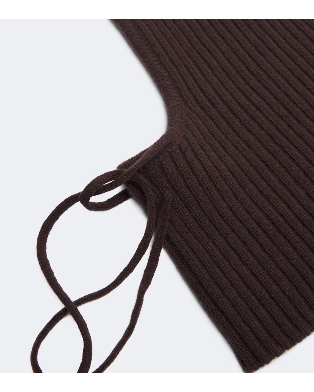 Yves Salomon Brown Ribbed-Knit Cashmere Balaclava