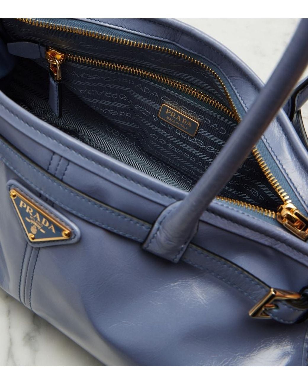 Prada Blue Bonnie Medium Leather Shoulder Bag