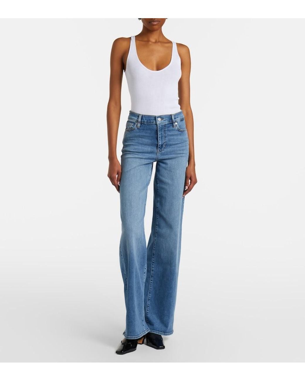 FRAME Blue Le Slim Palazzo Long Wide-Leg Jeans