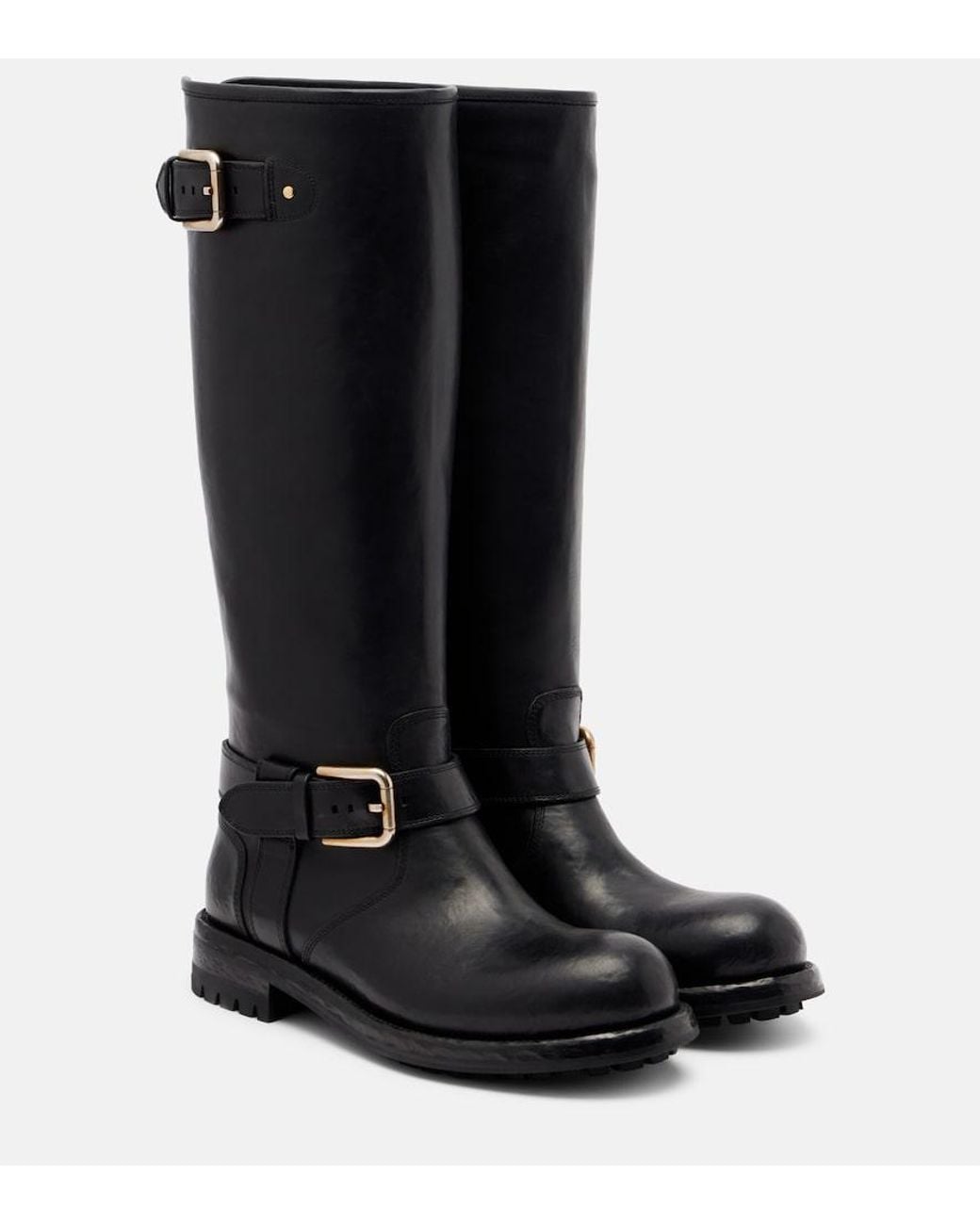 Dolce & Gabbana Black Leather Biker Boots