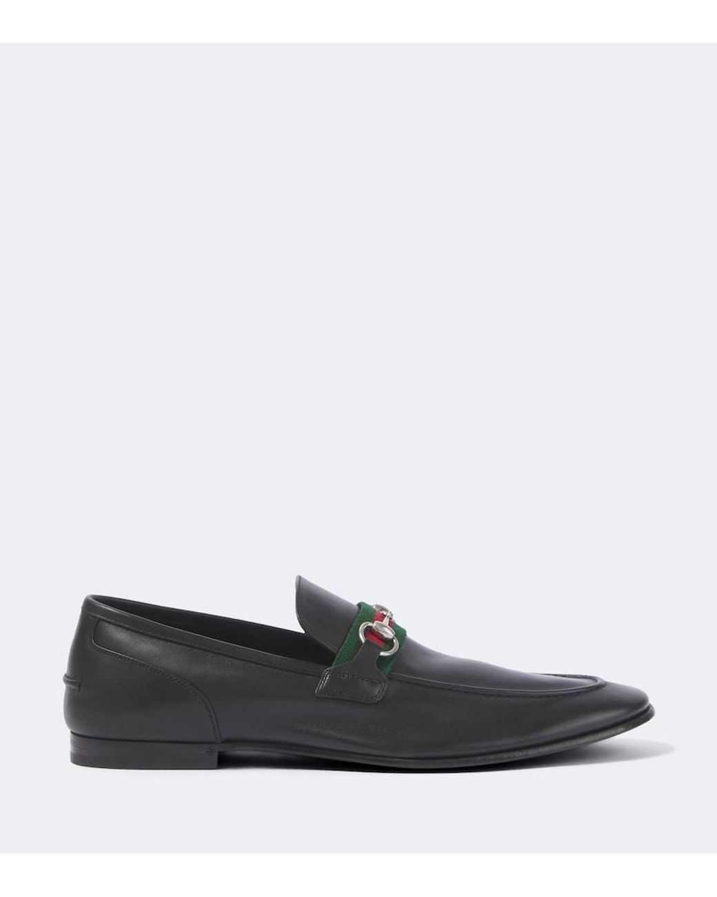 Gucci Black Como Horsebit Leather Loafers for men