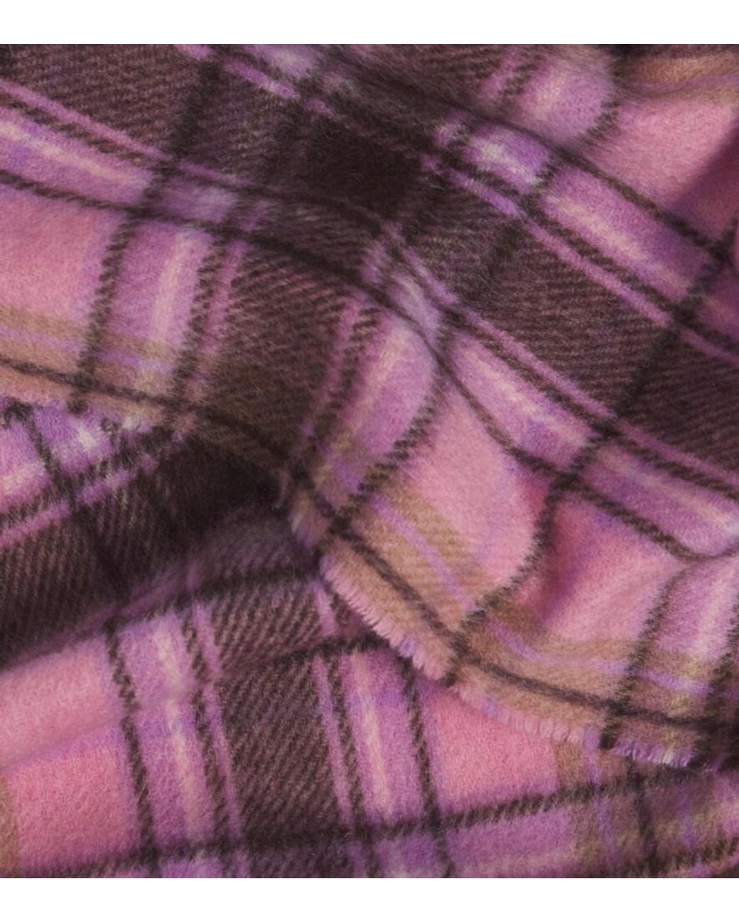 Acne Purple Plaid Cashmere And Wool Scarf