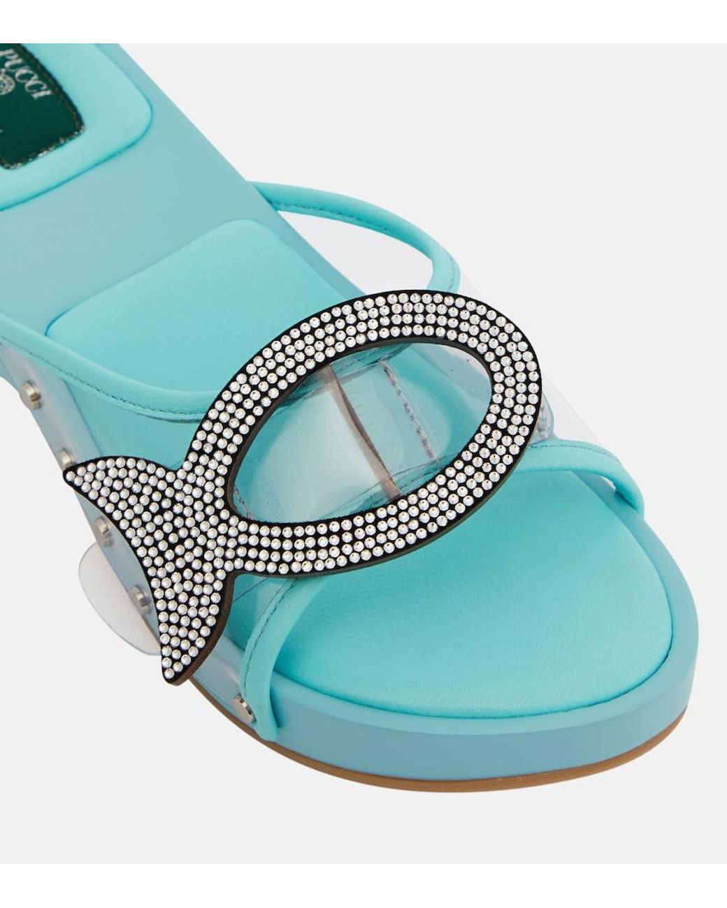 Emilio Pucci Blue Musa Crystal-Embellished Pvc Clogs