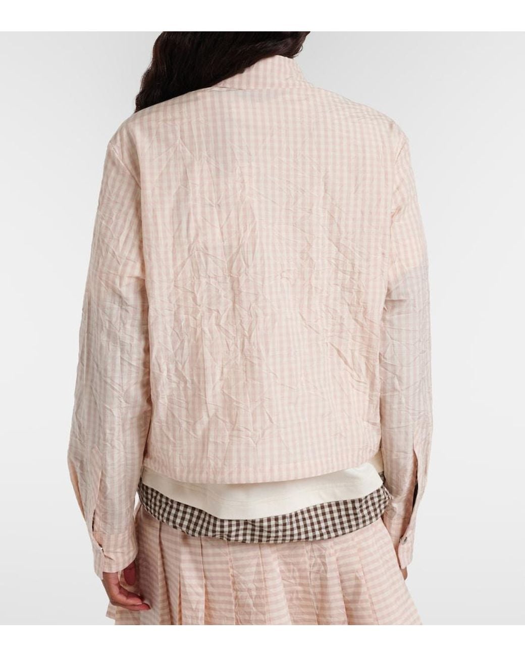 Moncler Natural Gingham Cotton-Blend Jacket