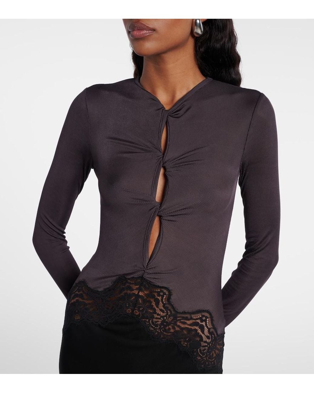 Christopher Esber Black Cutout Lace-Trimmed Maxi Dress