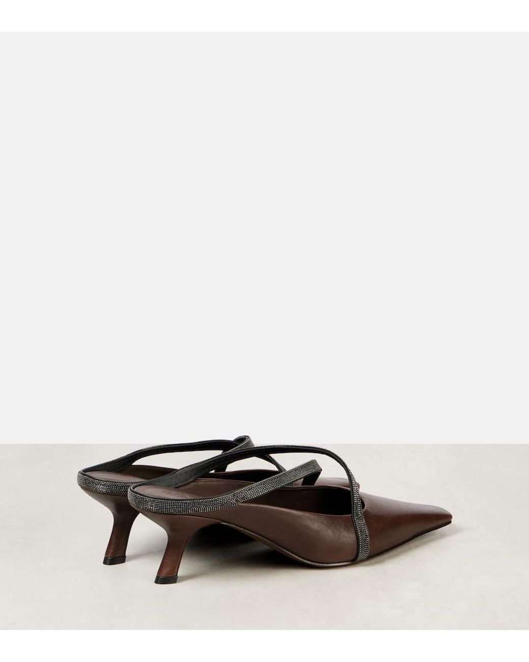 Brunello Cucinelli Brown Monili Leather Mules