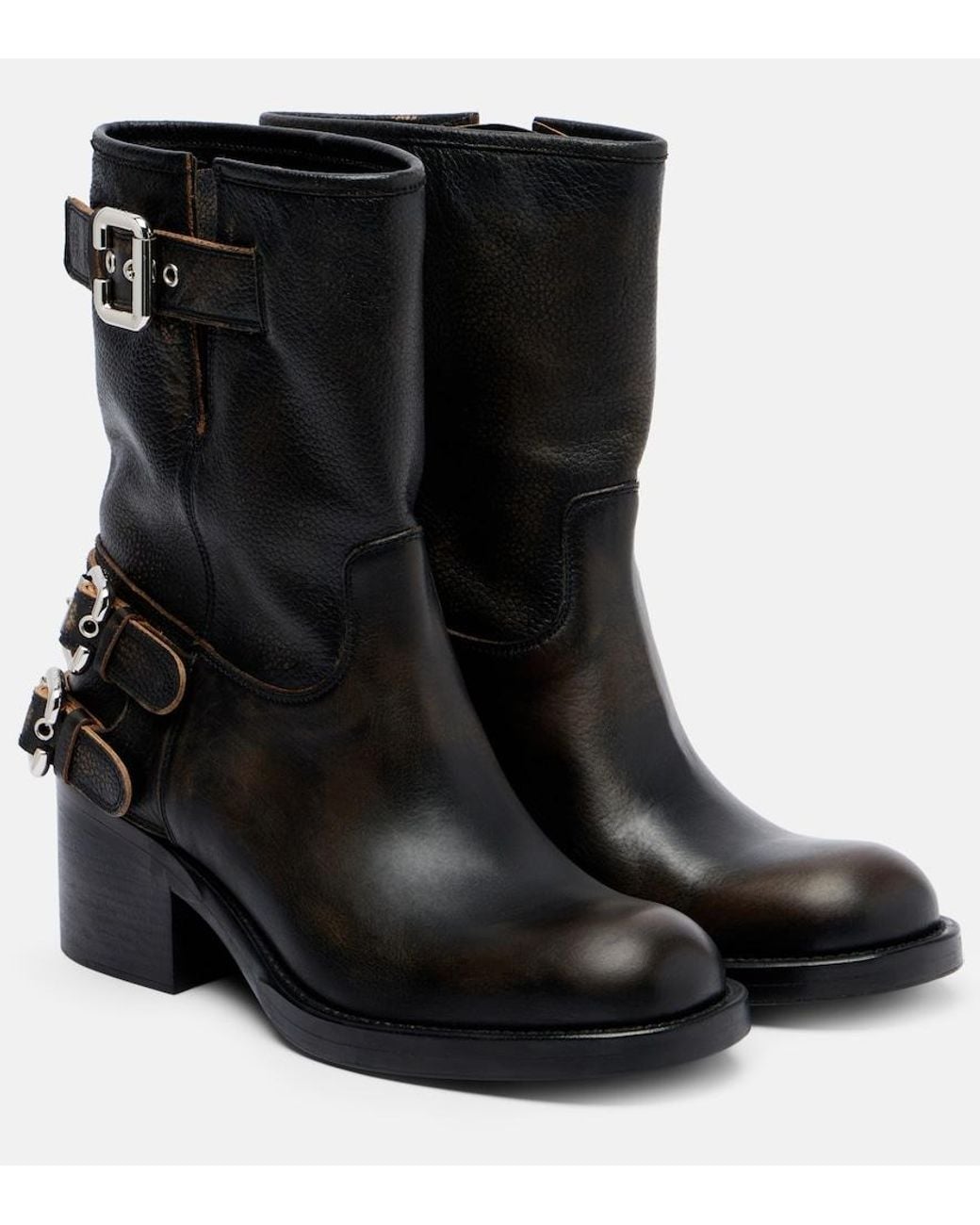 Chloé Black Dakota 60 Leather Biker Boots