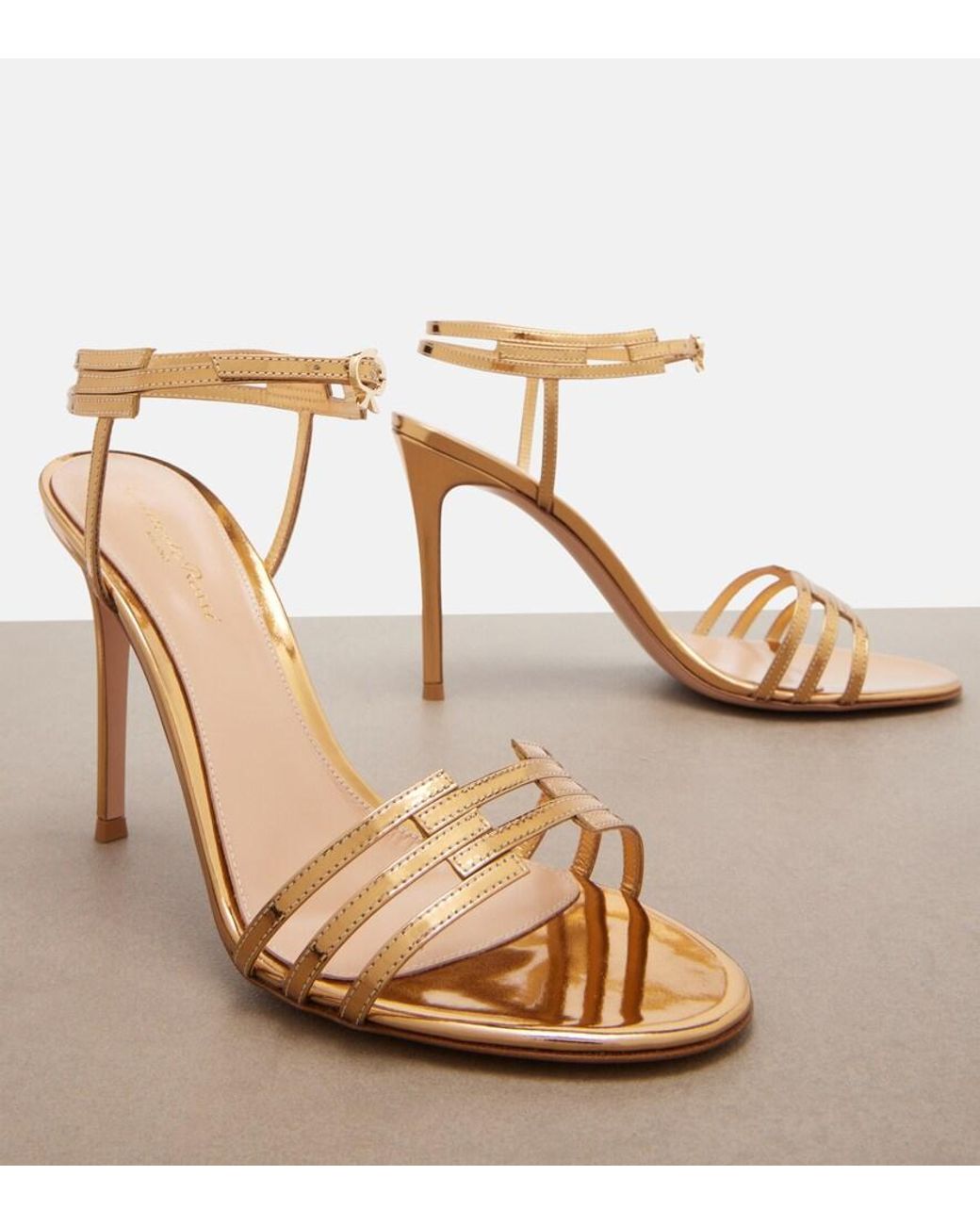 Gianvito Rossi Metallic Leather Slingback Sandals