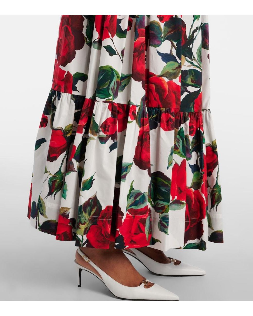 Dolce & Gabbana Floral Tiered Cotton Maxi Skirt