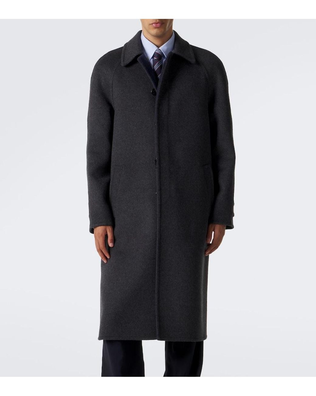 Valentino Blue Wool And Silk Coat for men