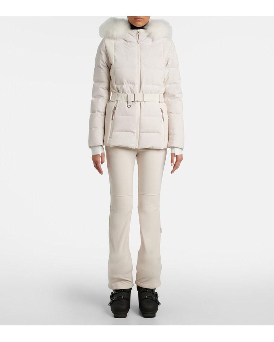Yves Salomon White Doudoune 58Cm Down Jacket