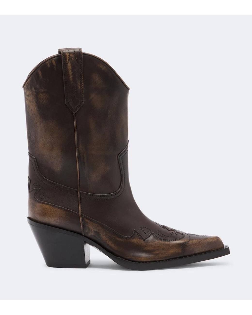 Paris Texas Brown Dakota Distressed Leather Cowboy Boots