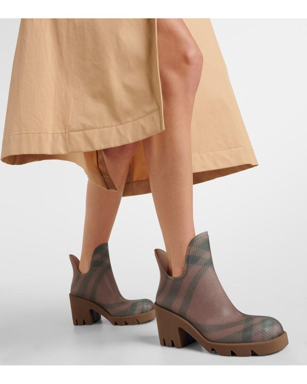 Burberry Brown Rubber Marsh Heel Boots