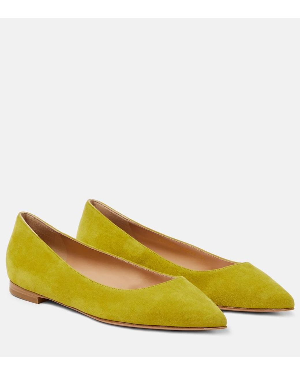 Gianvito Rossi Gianvito Suede Ballet Flats in Yellow Lyst