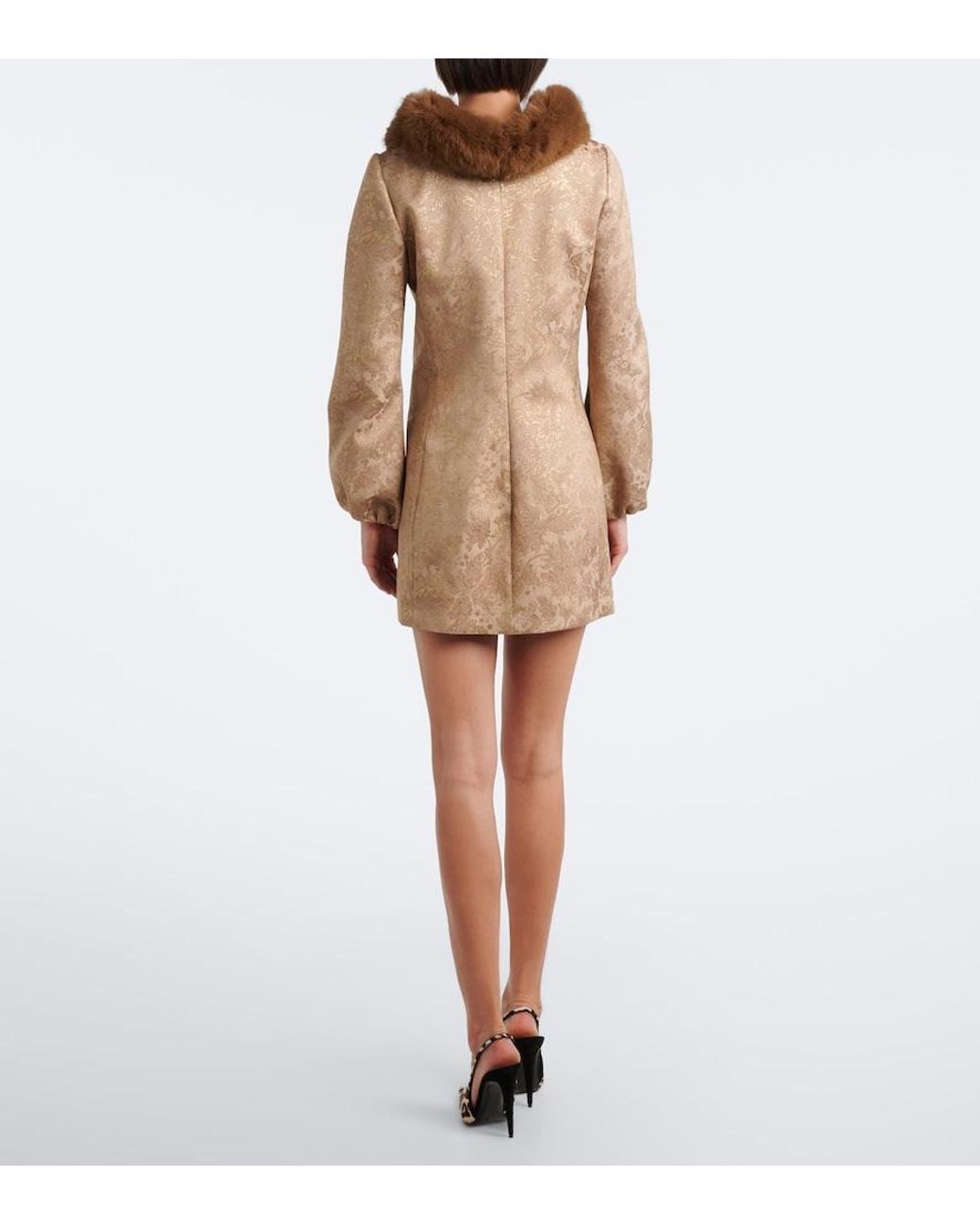 Saint Laurent Brown Floral Brocade Minidress