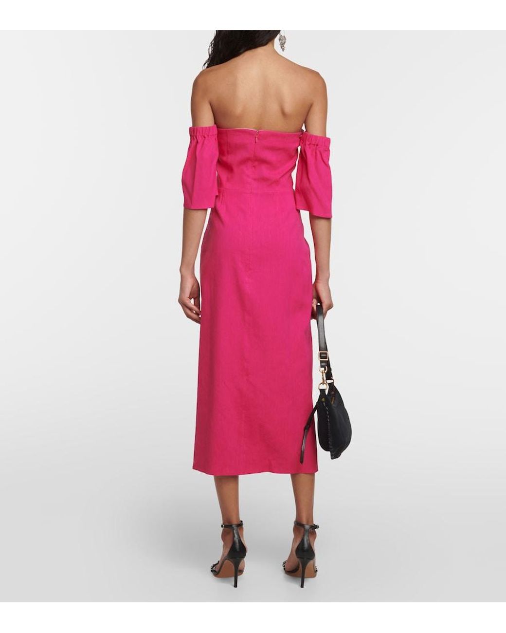 Isabel Marant Pink Stony Off-Shoulder Midi Dress
