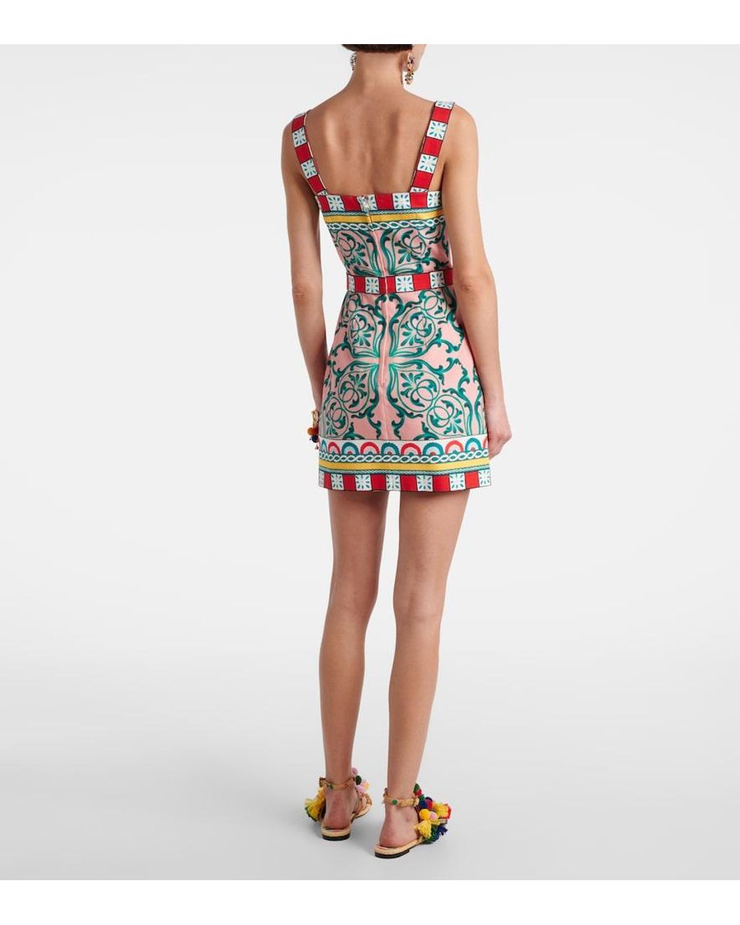 Dolce & Gabbana Blue Taormina Printed Cotton-Blend Minidress