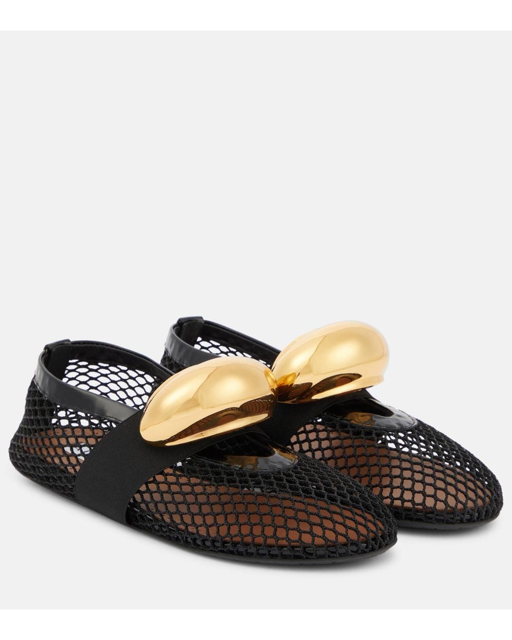 ALAIA BALLET FLATS IN BLACK MESH FISHNET main image 1