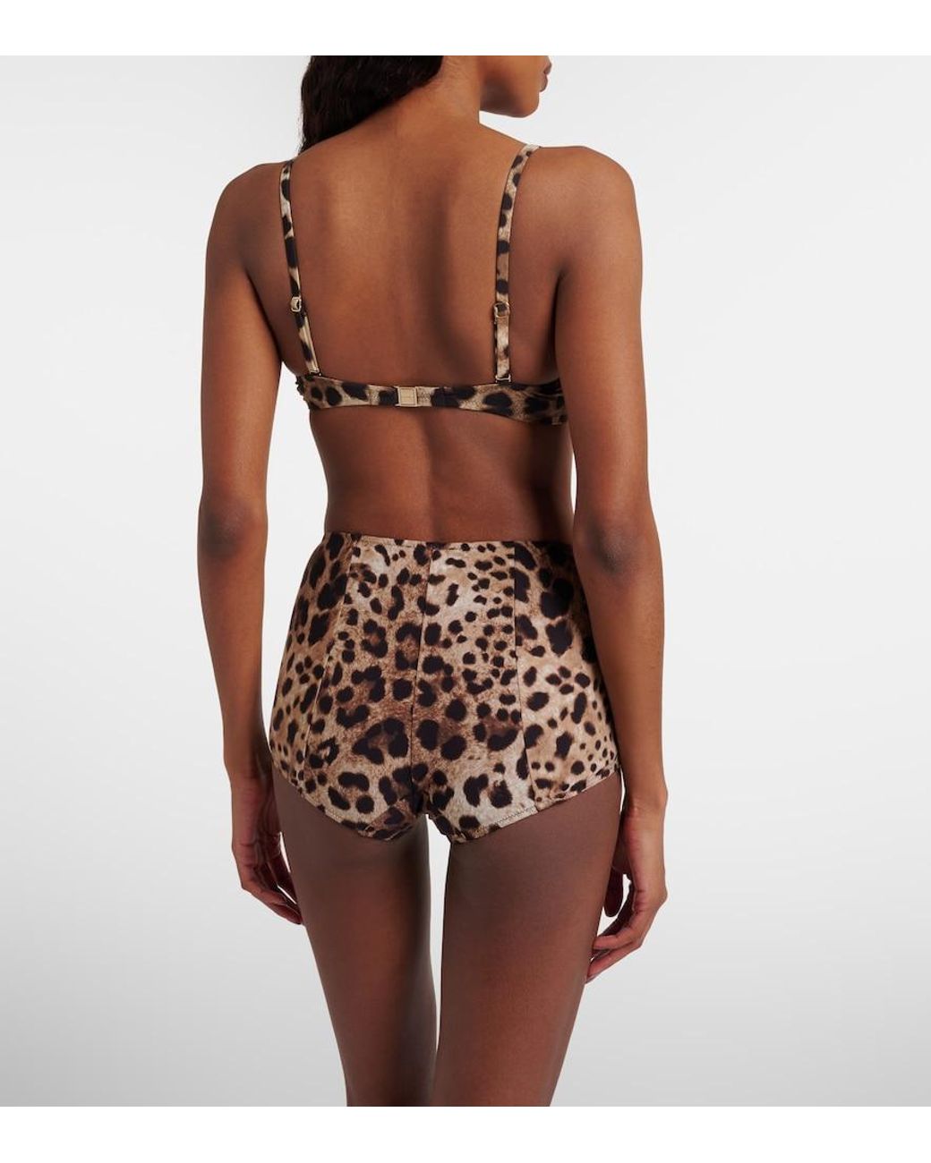 Dolce & Gabbana Brown Leopard-Print Bikini Top