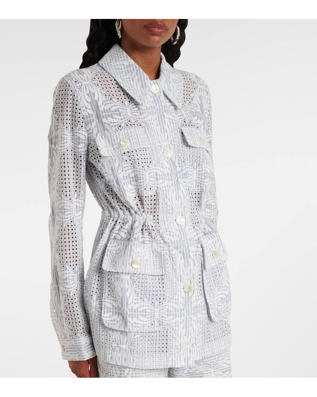 Veronica Beard Gray Kiki Eyelet Jacket