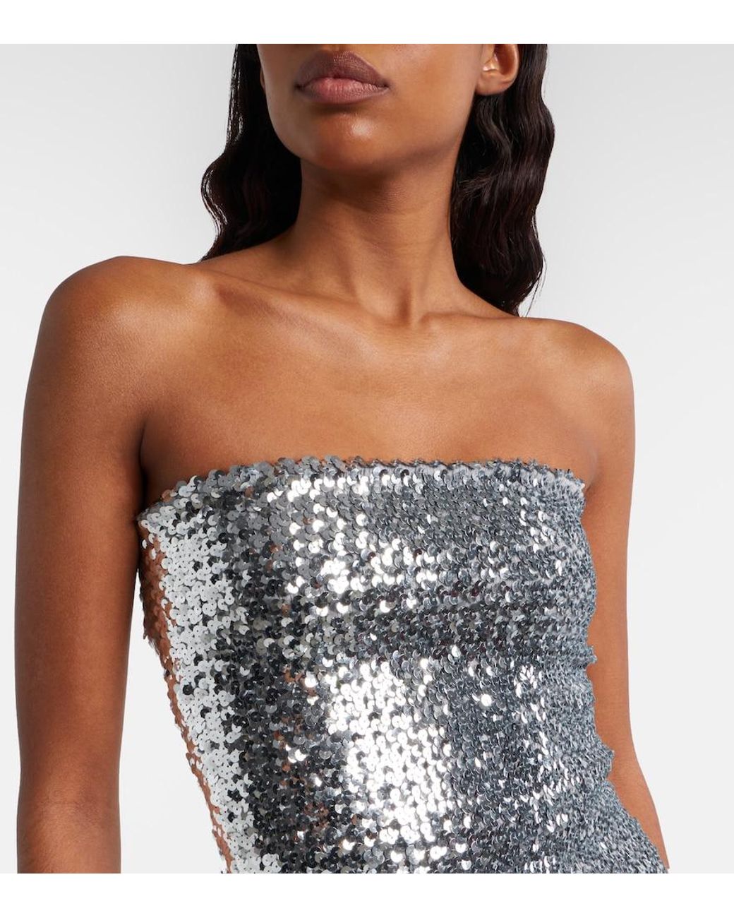 Gucci Black Sequined Strapless Minidress