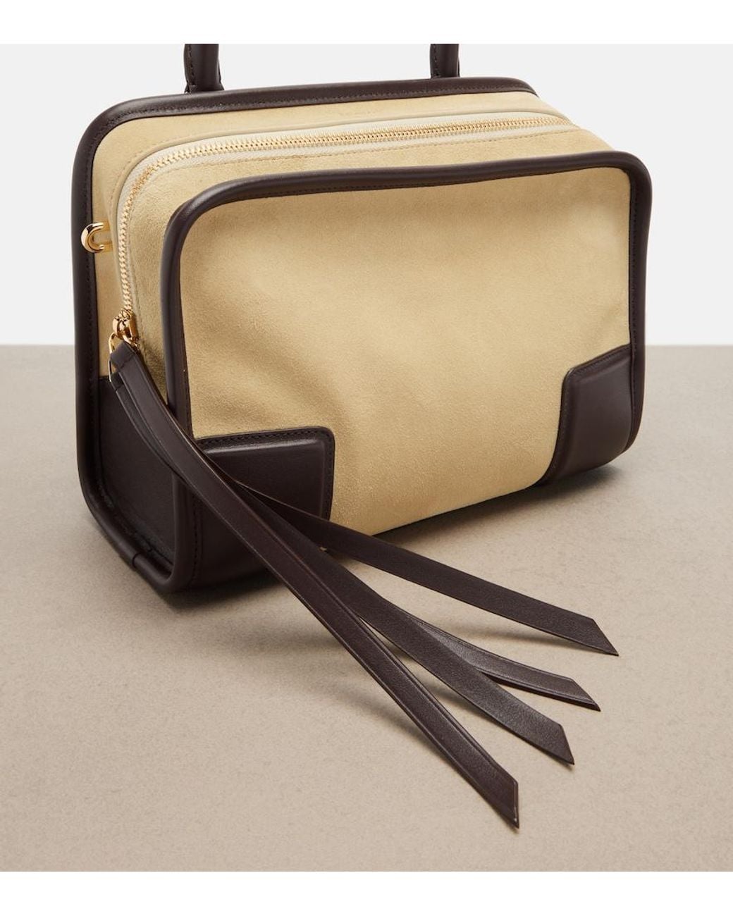 Loewe Black Amazona 180 Leather-Trimmed Suede Top-Handle Bag
