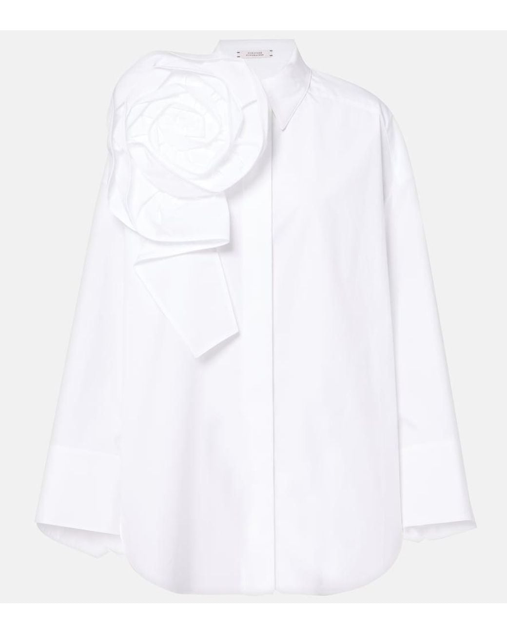 Dorothee Schumacher White Floral-Applique Cotton-Blend Poplin Shirt