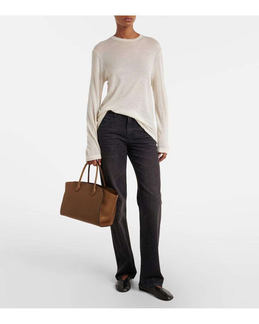 The Row Brown Marlo 12 Leather Tote Bag