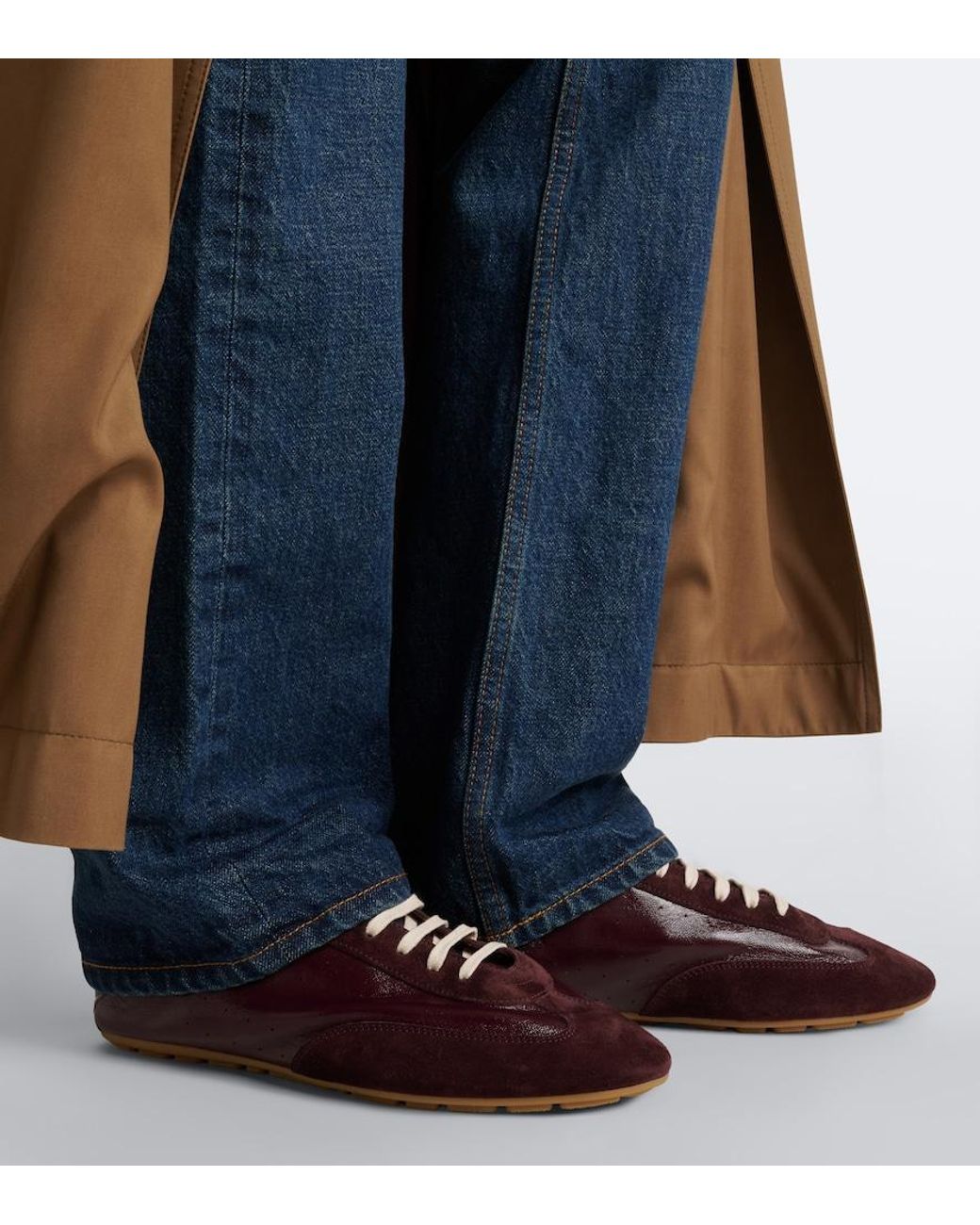 Saint Laurent Brown Lewis Suede-Trimmed Leather Sneakers