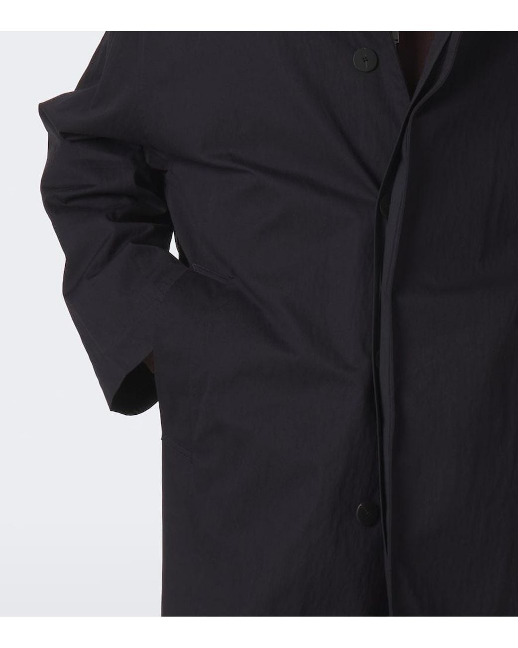 Studio Nicholson Blue Revere Leather-Trimmed Cotton-Blend Trench Coat for men