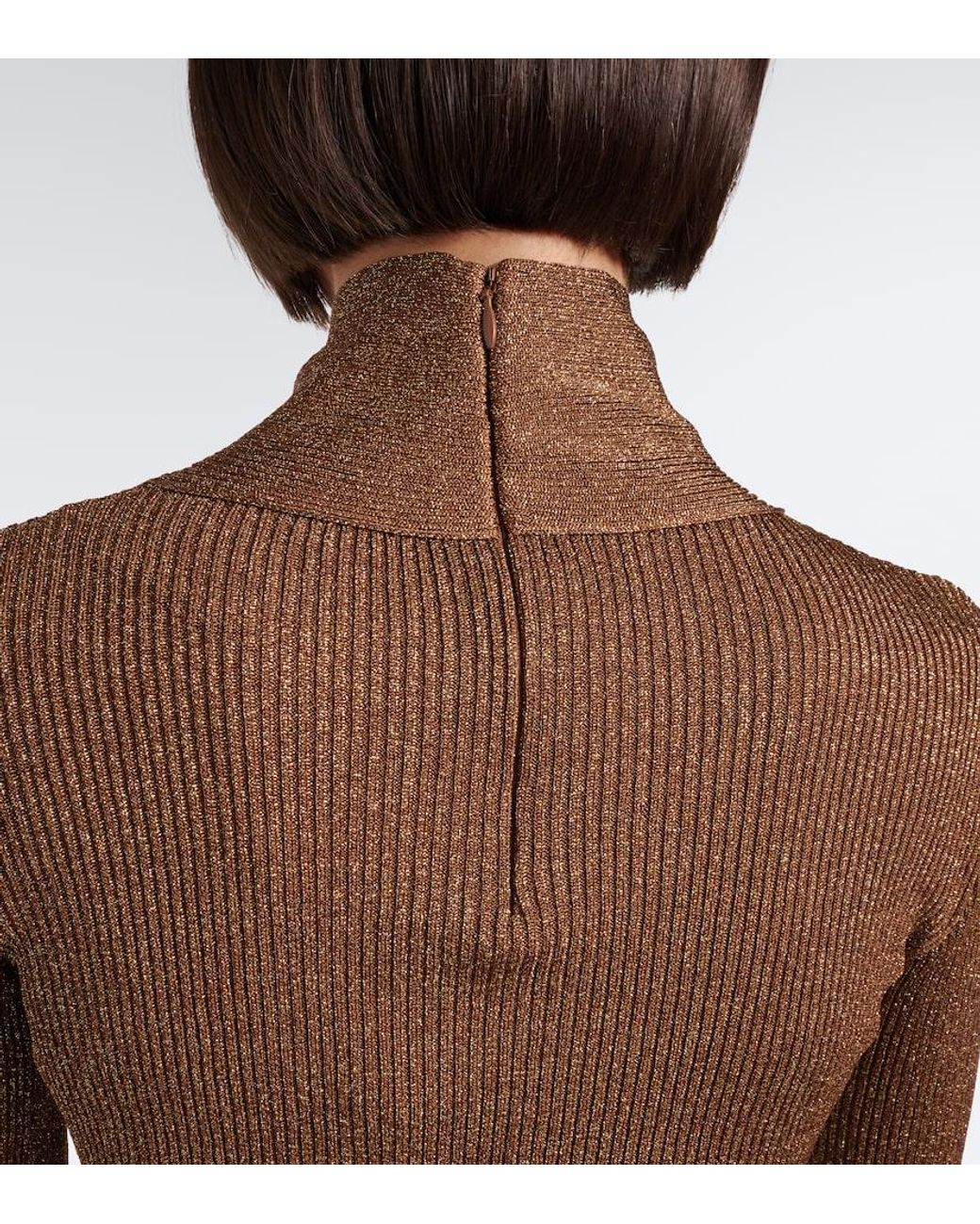 Valentino Garavani Brown Cut-Out Lame Sweater