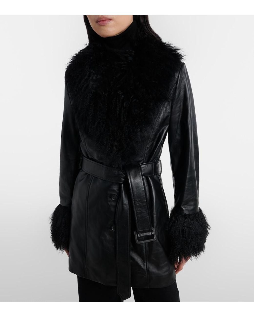 Nili Lotan Black Sefa Belted Leather Jacket